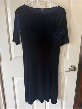 Lands' End Midnight Blue Velour Midi Dress